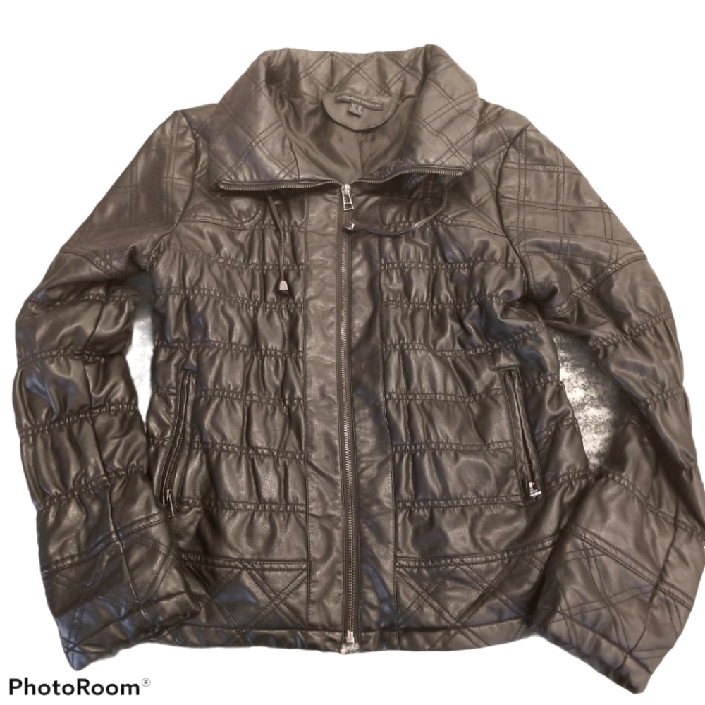 (M) Katherine Barclay Light Puffer Style Faux Leather Vegan Moto Biker Chic